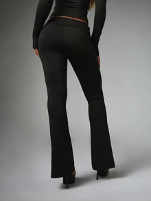 BABYPHAT Women's Casual Lace-Up Design Letter Print Flared Pants - Black - View 2