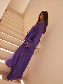 Dancing Leopard Rok Maxi Chiffon Ungu, Pakaian Liburan/Rekreasi - Purple - View 4
