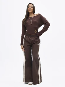 BABYPHAT Plus Size Vintage Embroidered Ribbed Waist Long Sleeve Sweater Streetwear Winter - Brown - View 7