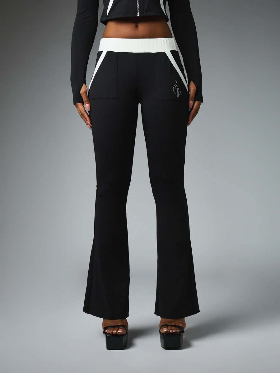 BABYPHAT FLARE JERSEY LEGGINGS WITH COLOUR BLOCK DETAIL - Black - View 1