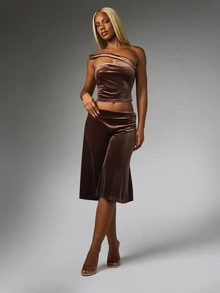 BABYPHAT Women's Elegant Street Rhinestone Loose Capri Pants Office Commute - Coffee Brown - View 4