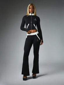 BABYPHAT FLARE JERSEY LEGGINGS WITH COLOUR BLOCK DETAIL - Black - View 5