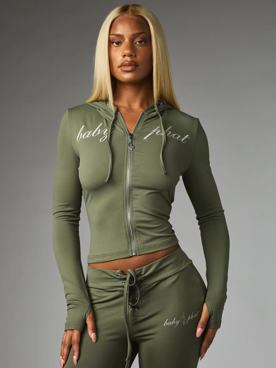 BABYPHAT WHIP STITCH DETAIL ZIP THRU - Army Green - View 1