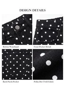 ELLERISSA Plus Size Black Polka Dot Straight Leg Culotte Jeans - Black - View 6
