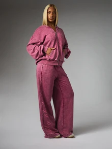 BABYPHAT Women's Casual Letter Print Pocket Loose Sweatpants - Burgundy - View 5