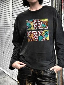 Fuggler | Fanslatte Front Graphic Women's T-Shirt Long Sleeve Black - Black - View 3