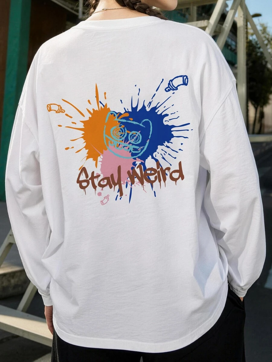 Fuggler | Fanslatte Back Graphic Women's T-Shirt Long Sleeve White - White - View 1