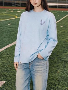 Fuggler | Fanslatte Printed Teen Girls T-Shirt Long Sleeve Baby Blue - Baby Blue - View 2