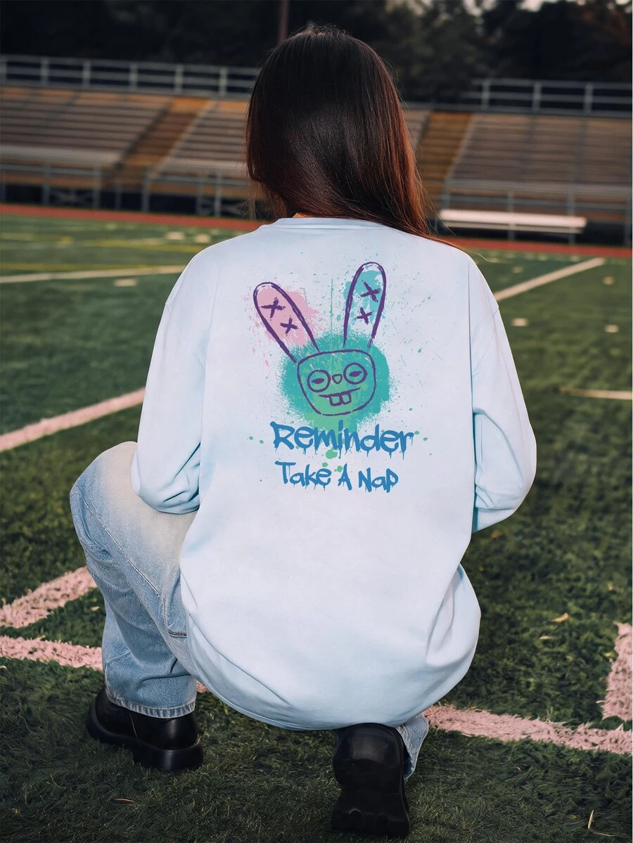 Fuggler | Fanslatte Printed Teen Girls T-Shirt Long Sleeve Baby Blue - Baby Blue - View 1