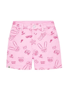 Fuggler | Fanslatte All-Over Graffiti Print Women's Shorts Pink - Pink - View 5