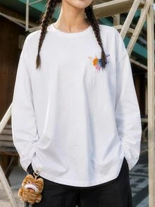 Fuggler | Fanslatte Back Graphic Women's T-Shirt Long Sleeve White - White - View 3
