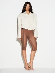KIZN HOOK AND EYE DETAIL CAPRI LEGGINGS - Coffee Brown - View 2