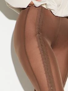 KIZN HOOK AND EYE DETAIL CAPRI LEGGINGS - Coffee Brown - View 5