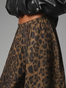 MISSGUIDED Leopard Print Balloon Parachute Pants With Elastic Waist And Gathered Ankles Full Length Wide Leg Fall Winter Statement - Multicolor - View 4