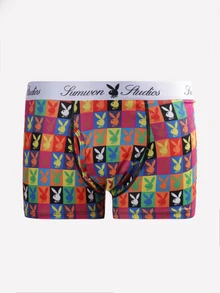 PLAYBOY X SUMWON 2-Pack Boxer Briefs Pop Art Bunny Print Multicolor Trunks Holiday Gift Underwear Set - Multicolor - View 2