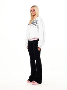 SUMWON WOMEN Boxy Fit Oversized Zip-Up Hoodie With Cursive Script ...
