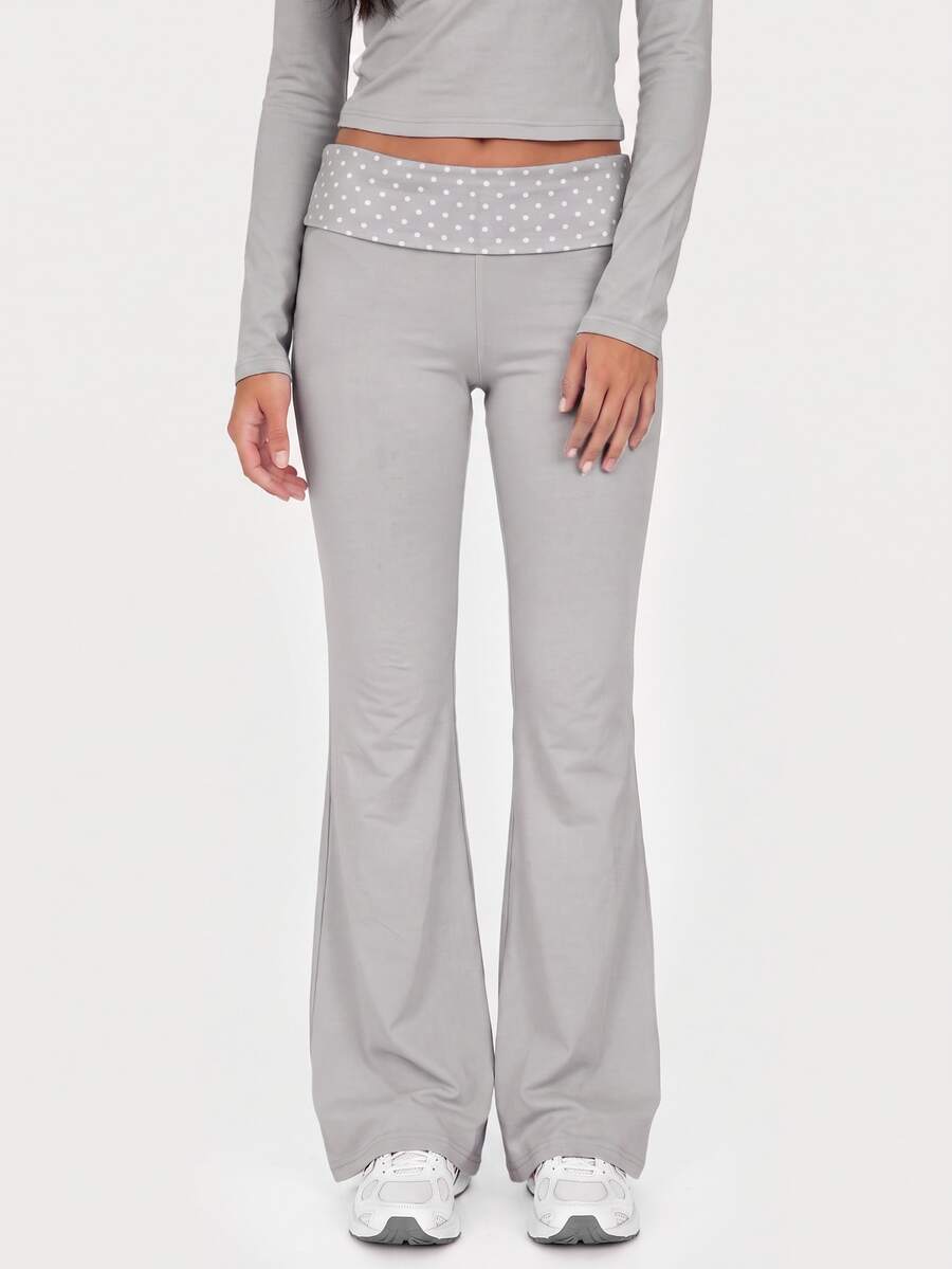 MISSGUIDED TEEN SM1-07 - POLKA DOT ROLL OVER TROUSER - Grey - View 1