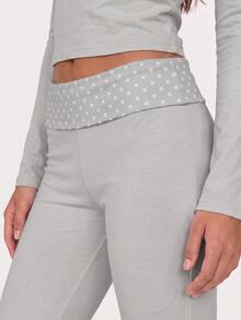 MISSGUIDED TEEN SM1-07 - POLKA DOT ROLL OVER TROUSER - Grey - View 5