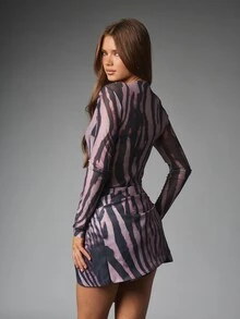 MISSGUIDED Chân váy mini satin họa tiết vằn ngựa vằn, cạp cao dáng chữ A, gấu nhún xếp ly bất đối xứng, phong cách tiệc tùng đi chơi, lễ hội mùa hè - Nhiều màu - Xem 5
