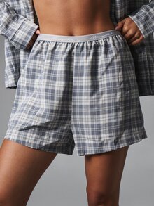 MISSGUIDED Plaid Flannel Co-Ord Set Ruched Sweetheart Bralette Crop Top And Elasticated Waist Boxer Shorts Loungewear Pajama Set - Multicolor - View 2