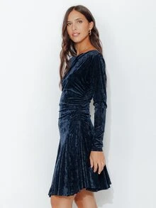 Pimkie Edition Gaun Lengan Panjang Berlipit Elegan untuk Wanita - Dusty Blue - View 3