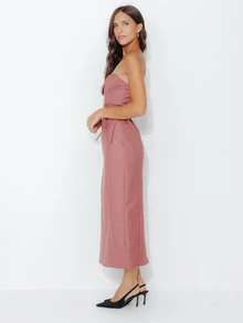 Pimkie Edition Women's Solid Color Strapless Side Waist Tie Elegant Dress - Rusty Rose - View 4