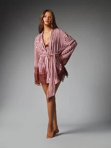MISSGUIDED Women Robes - Red and White - View 3