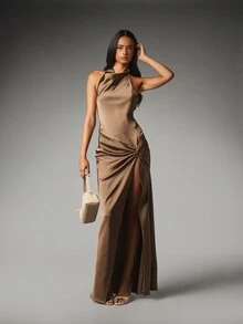 MISSGUIDED Women Maxi Dresses - Coffee - View 5