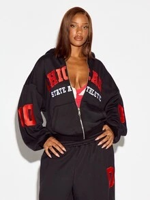 SUMWON WOMEN Sweatshirt & Hoodie Wanita - Hitam - View 4