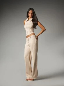 MISSGUIDED Kvinnor Byxor - Aprikos - Visa 4