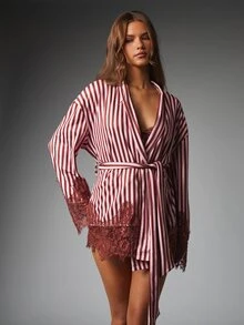 MISSGUIDED Women Robes - Red and White - View 4