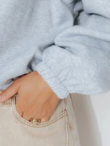 Pimkie Edition Women's Solid Color Drop Shoulder Long Sleeve Zip-Up Casual Sweatshirt - Grey - View 5