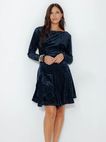 Pimkie Edition Gaun Lengan Panjang Berlipit Elegan untuk Wanita - Dusty Blue - View 4