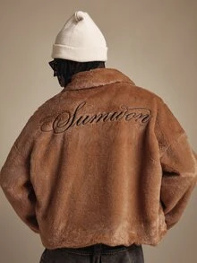 SUMWON Men Faux Fur Coats - Coffee Brown - View 1