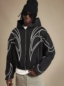SUMWON Men Zip-Up Hoodies - Black - View 1