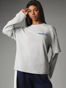 MISSGUIDED Six Athleisure Oversized Crew Neck Short Sleeve Graphic Chest Print T-Shirt Casual Everyday Relaxed Fit Tee - Multicolor - View 5