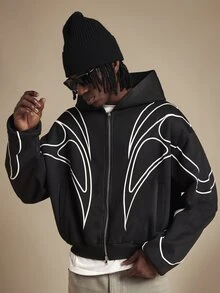 SUMWON Men Zip-Up Hoodies - Black - View 4
