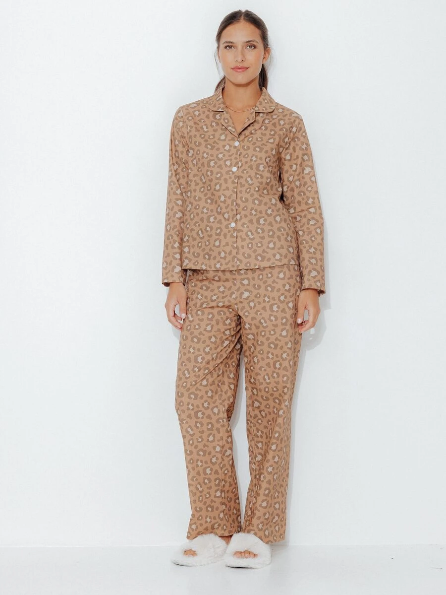 Pimkie Edition Women's All-Over Print Long Sleeve Top And Pants Casual Daily Loungewear Set - Multicolor - View 1