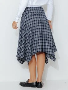 Pimkie Edition Women's Plaid Pleated Casual Versatile Skirt - Navy Blue - View 2
