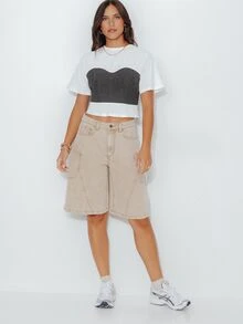Pimkie Edition Women's Colorblock Casual Versatile Daily Short Sleeve T-Shirt - Multicolor - View 5