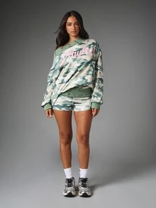 Missguided x Playboy Camo Print Mini Shorts With Ribbed Waistband And Metal Eyelet Detail Summer Festival Holiday - Multicolor - View 3