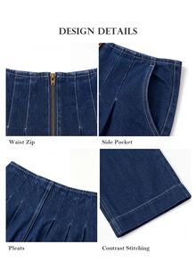 ELLERISSA Dark Wash High Waist Dart Detail Wide Leg Jeans - Dark Wash - View 7