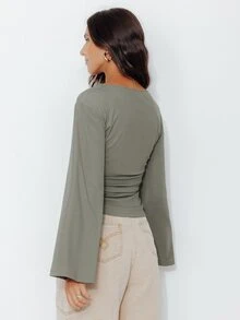 Pimkie Edition Women's Solid Color Minimalist Street Style Waist-Cinching Top For Daily Wear - Grey - View 2
