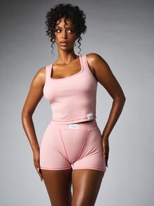 BABYPHAT BF-AG-156 RIB TANK W FLATLOCK DETAIL - Baby Pink - View 4