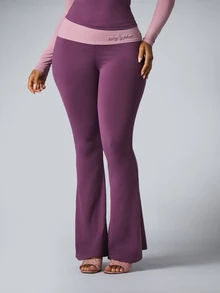 BABYPHAT COLOUR BLOCK FOLDOVER LOUNGE LEGGINGS - Purple - View 2