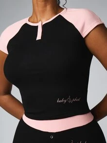 BABYPHAT BF-AG-103 RIB LOUNGE COLOUR BLOCK HENLEY - Black - View 5