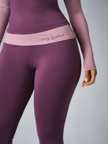 BABYPHAT COLOUR BLOCK FOLDOVER LOUNGE LEGGINGS - Purple - View 5