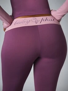 BABYPHAT COLOUR BLOCK FOLDOVER LOUNGE LEGGINGS - Purple - View 1