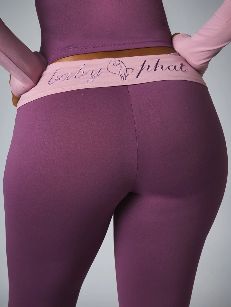 BABYPHAT COLOUR BLOCK FOLDOVER LOUNGE LEGGINGS - Purple - View 1