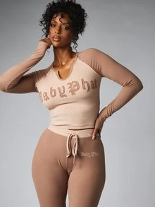 BABYPHAT BF-AG-154 تطريز من قماش مضلع ذاتي مع فتحة - بني - مشاهدة 4